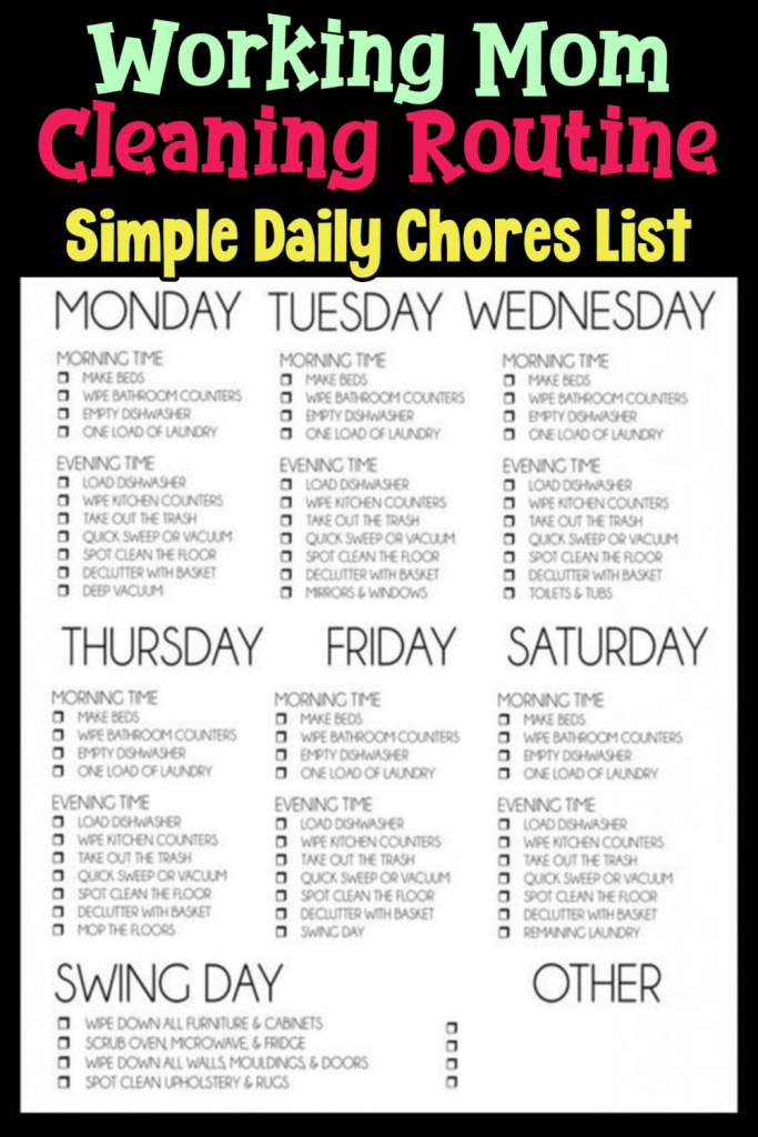 House Cleaning Schedules Checklists Daily Weekly