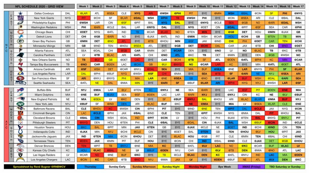 Nfl Schedule Grid