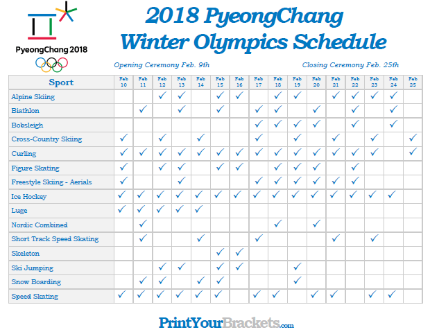 Olympics Tv Schedule Printable That Are Dynamite Derrick 