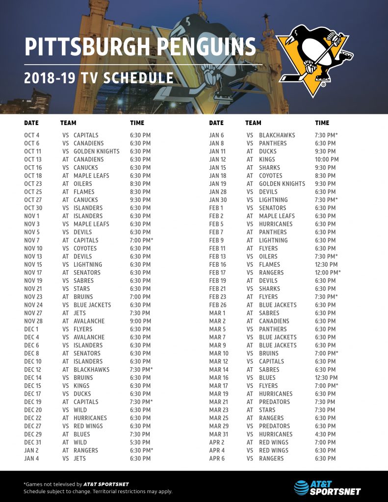 Penguins Schedule AT T SportsNet