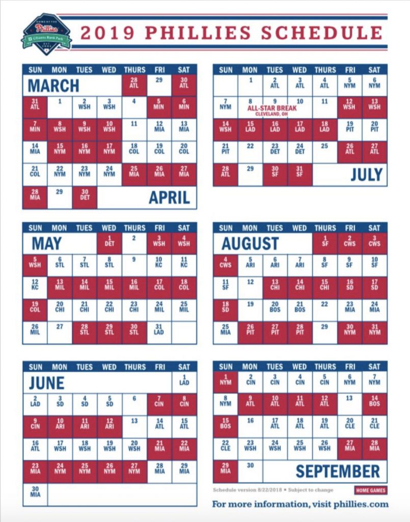 Phillies 2019 Season Schedule Released RSN