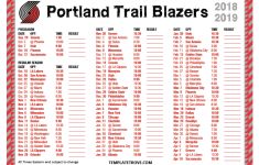 Printable 2018 2019 Portland Trail Blazers Schedule