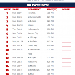 Printable 2018 New England Patriots Football Schedule