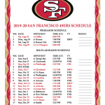 Printable 2019 2020 San Francisco 49ers Schedule