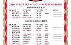 Printable 2019 2020 San Francisco 49ers Schedule