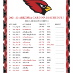 Printable 2021 2022 Arizona Cardinals Schedule Printable
