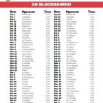 Printable Chicago Blackhawks 2017 2018 Schedule Chicago