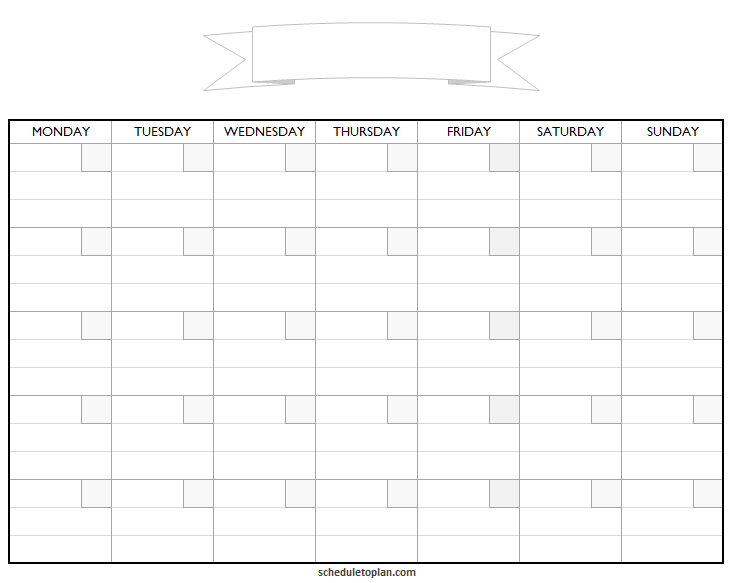 Printable Monthly Schedule Template Planner Calendar