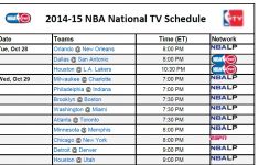 Printable NBA TV Schedule 2014 15 PrinterFriendly