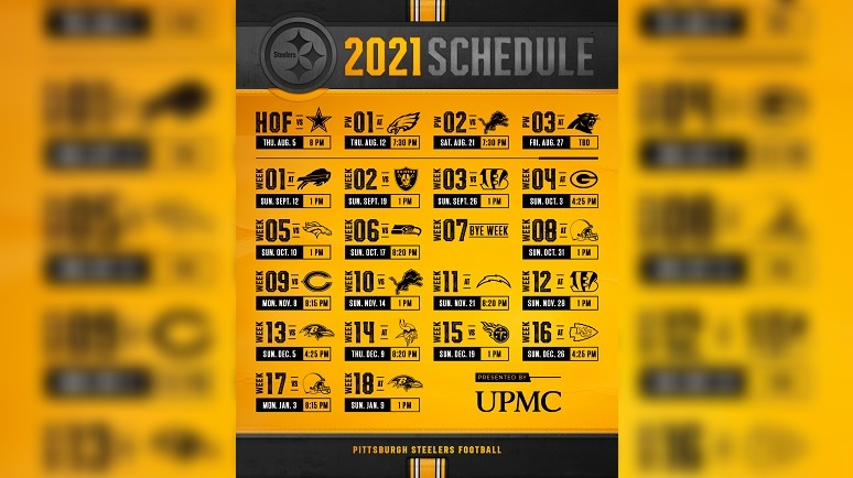 Steelers 2021 Schedule Includes Five Primetime Games