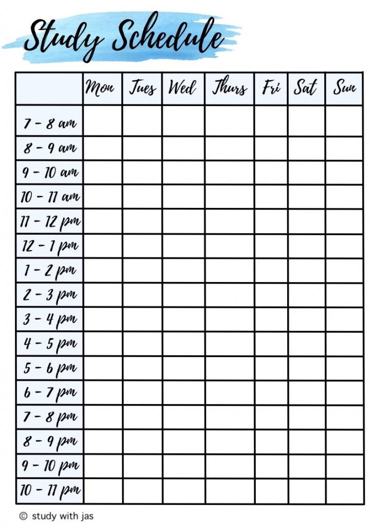 Study Schedule Printable Study Planner Printable Study