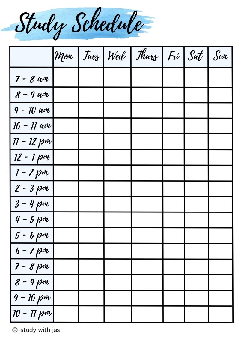 Study Schedule Printable Study Planner Printable Study 
