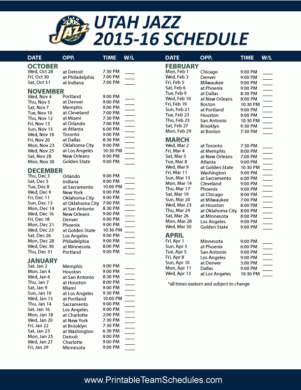 Utah Jazz Basketball 2016 Schedule Score Updates