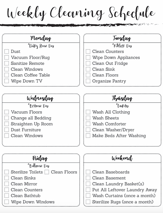 Weekly Cleaning Schedule Stylish Life For Moms Weekly 