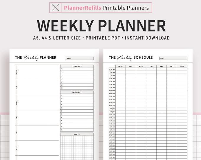 Weekly Planner 2021 2022 Printable Weekly Agenda Template