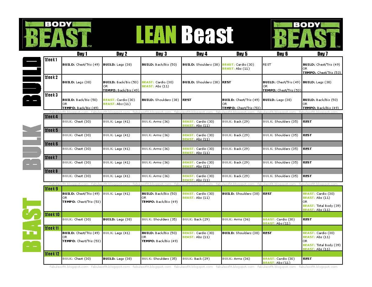 Workout Schedule For Body Beast s LEAN Beast for Those 