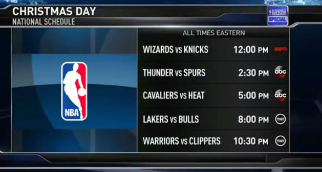 2014 15 NBA Schedule Highlights opening Day Christmas 