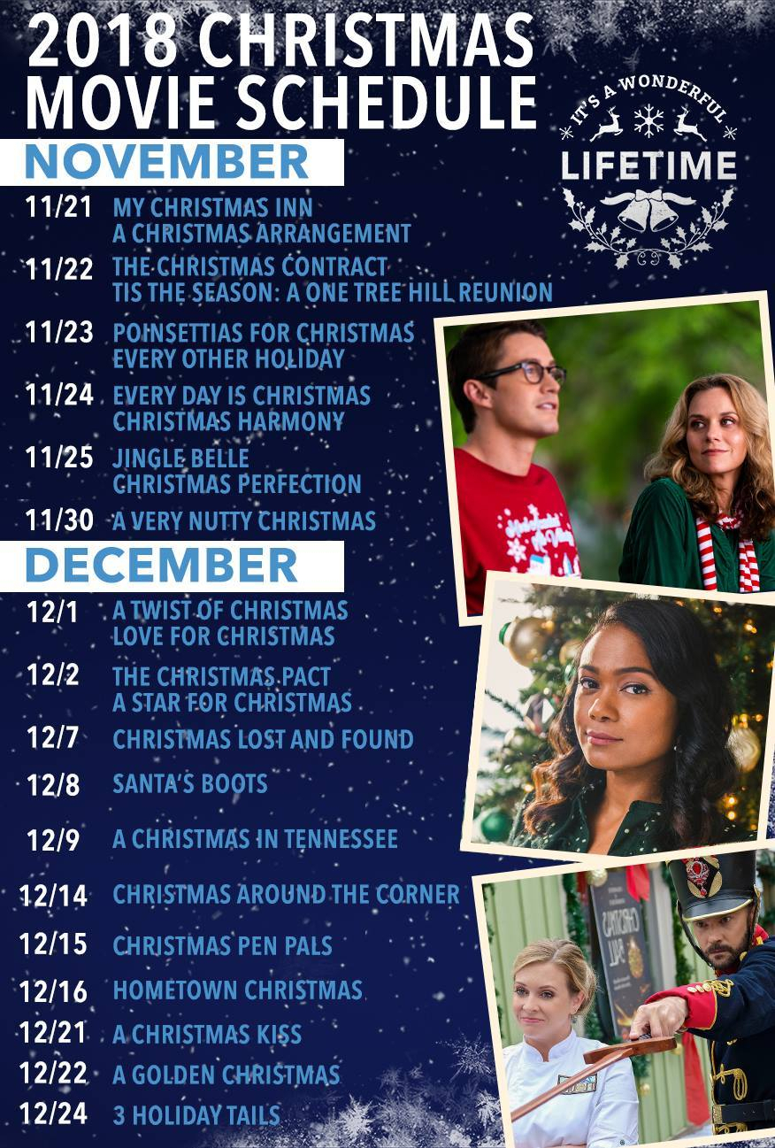 2018 Hallmark Lifetime Christmas Movie Schedule Calendar