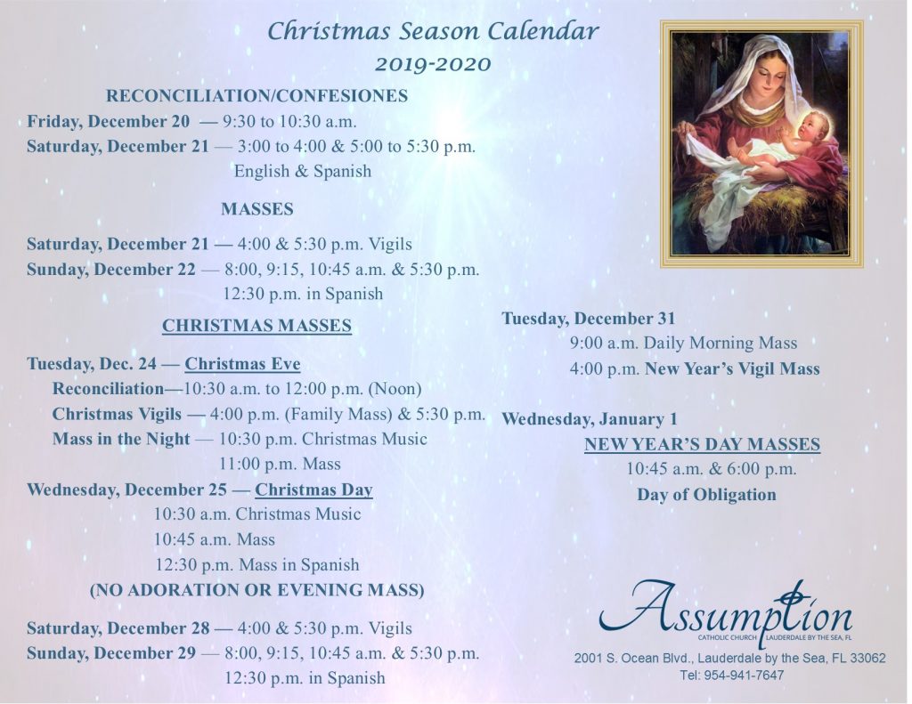 2019 Christmas Schedule Assumption Catholic Church