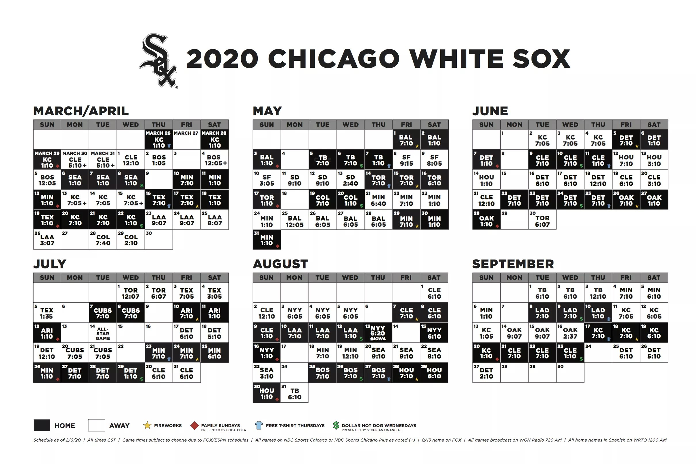 2020 White Sox Broadcast Schedule Is Here 