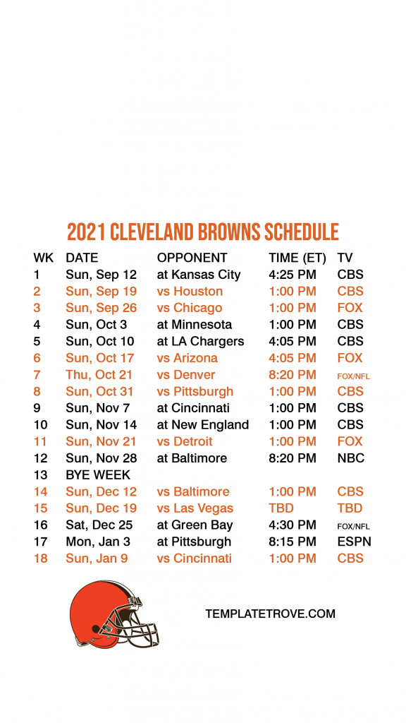 2021 2022 Cleveland Browns Lock Screen Schedule For IPhone