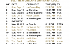 Printable New Orleans Saints Schedule 2022