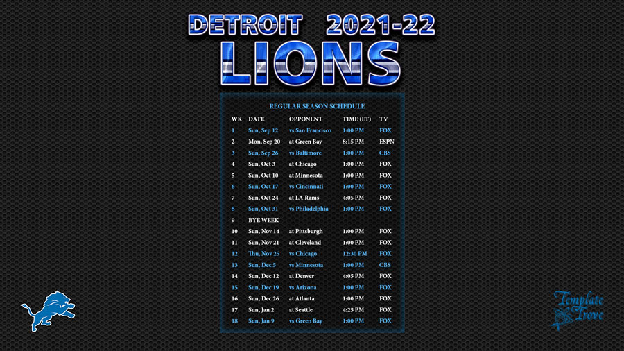 2022 Lions Schedule Spring Schedule 2022