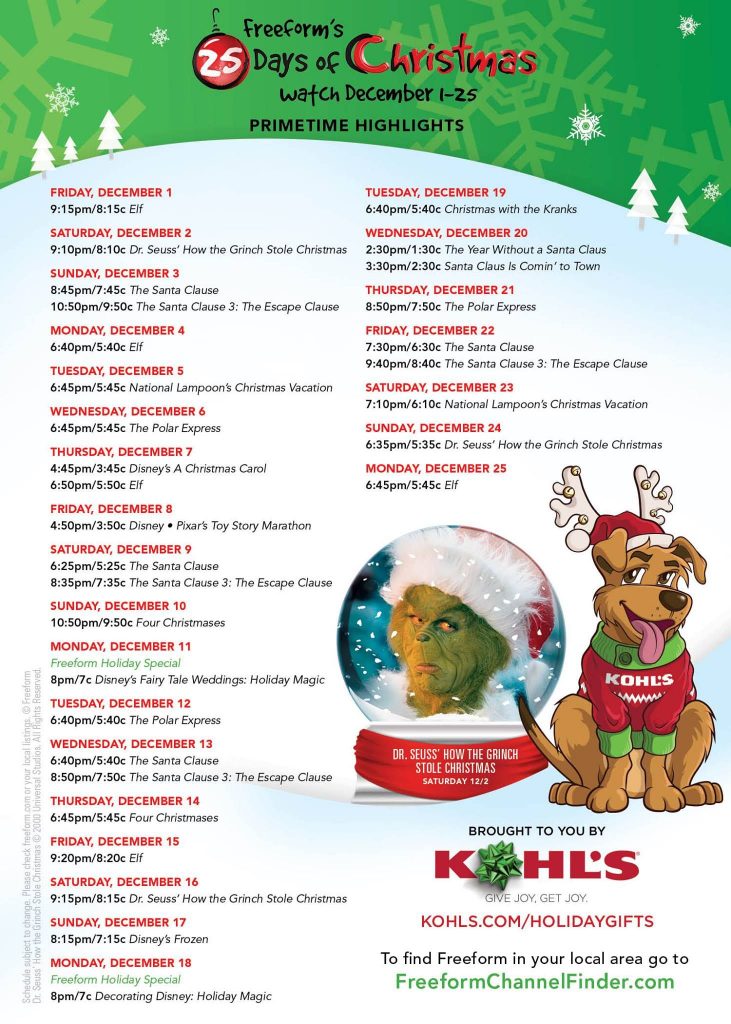 ABC Family 25 Days Of Christmas Movies 25 Days Of
