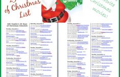 25 Days Of Christmas TV Schedule Printable