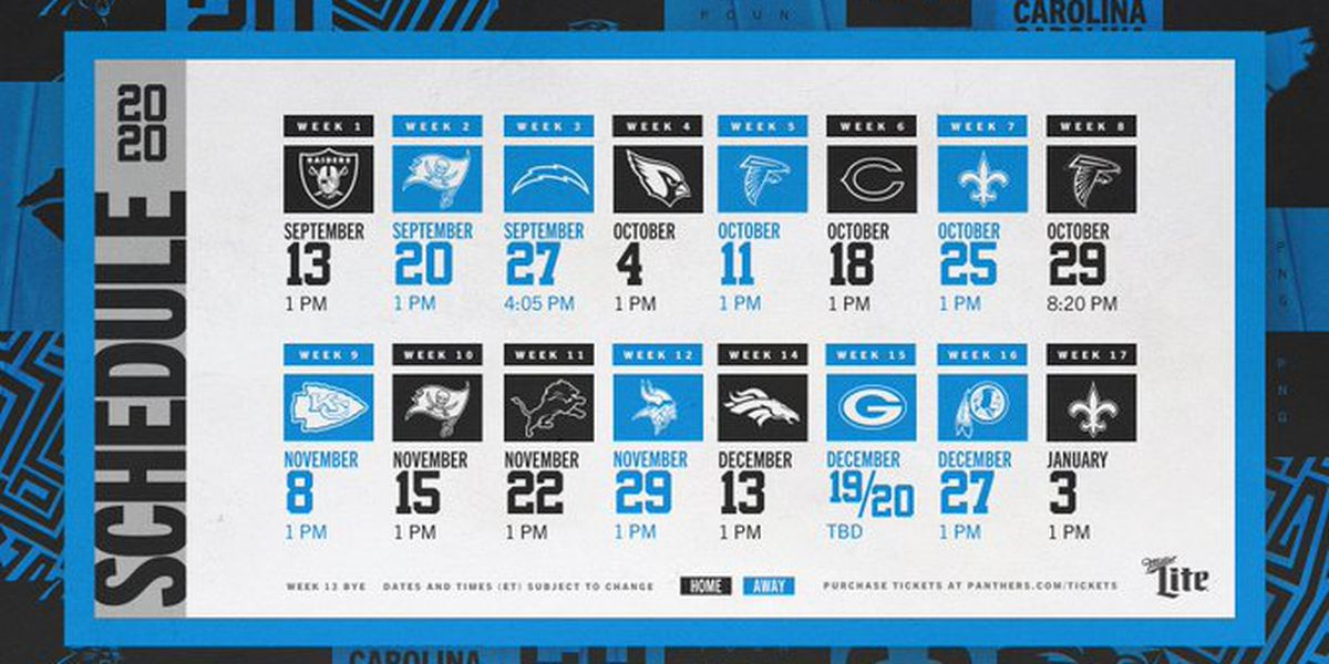 Carolina Panthers Announce 2020 Season Schedule