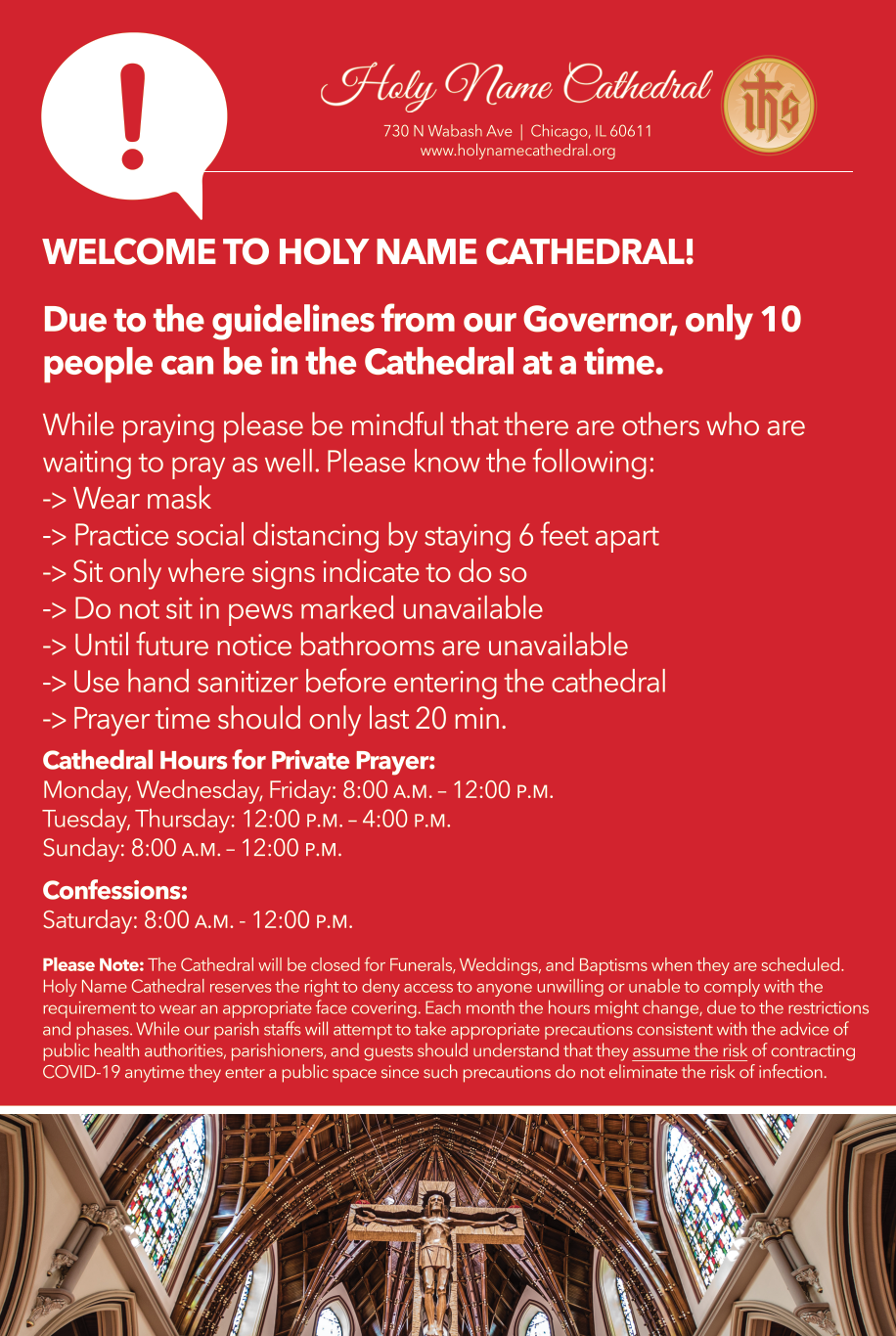 Cathedral Schedule Signage Holy Name Cathedral Parish 
