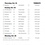 Central Time Week 7 NFL Schedule 2020 Printable