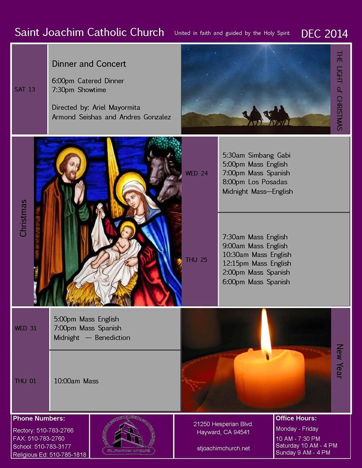 Christmas And New Year Mass Schedule St Joachim 