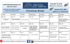 CHRISTMAS BREAK SCHEDULE AT THE HELENA ICE ARENA Helena