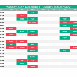 Christmas Group Fitness Timetable
