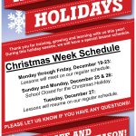 Christmas Holiday Schedule Broadway Family Karate