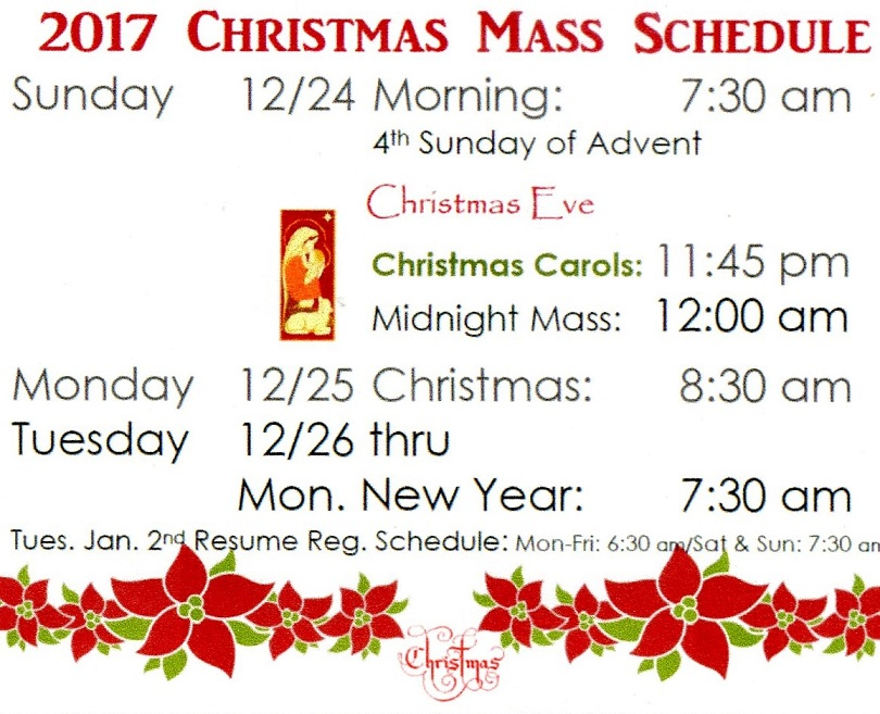 Christmas Mass Schedule Carmel Of St Teresa Of Jesus
