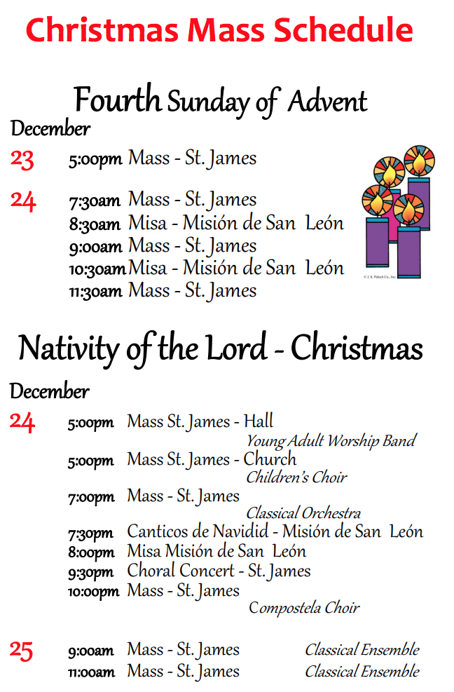 Christmas Mass Schedule St James And St Leo Catholic 