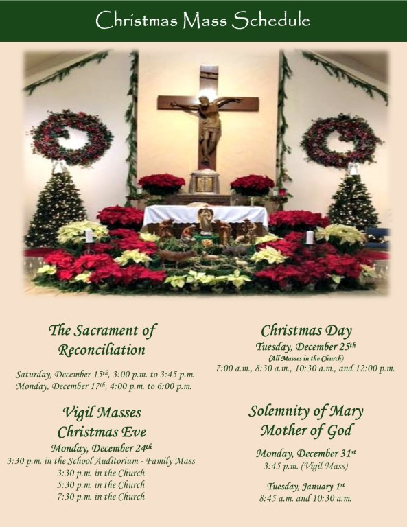 Christmas Mass Schedule St Pius X RC Church Plainview NY