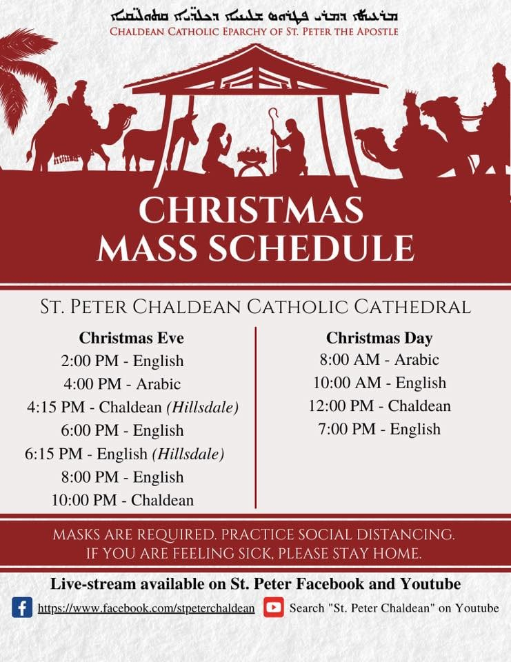 Christmas Mass Schedules Chaldean Catholic Diocese Of St 
