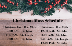 Christmas Mass Times St John The Evangelist Catholic Parish