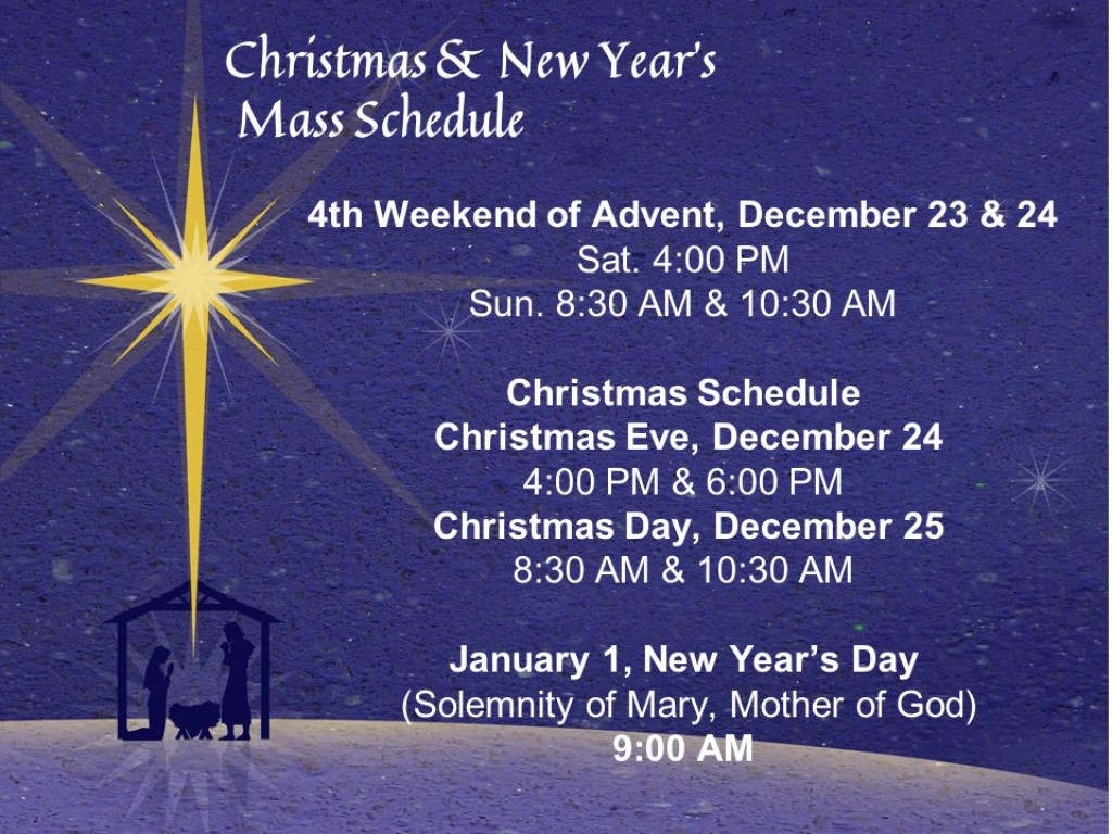 Christmas New Year s Mass Schedule St Anthony 