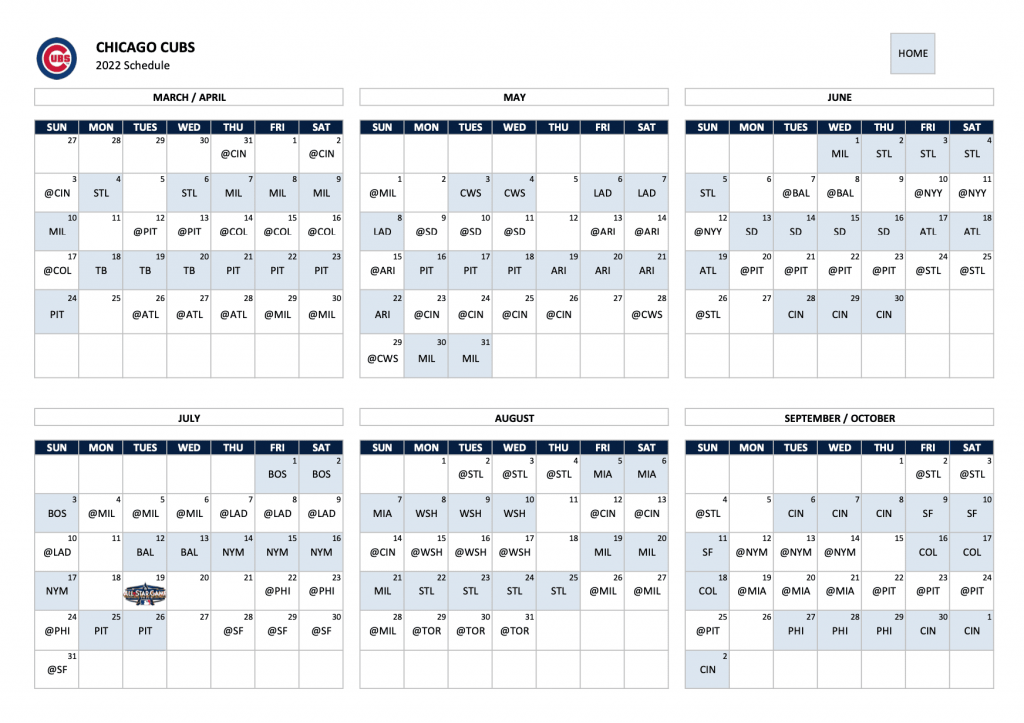 Cubs 2022 Schedule Released By Team MLB Marquee Sports