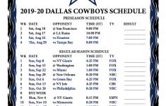 Dallas Cowboys Printable Schedule 2020 2020 Printable
