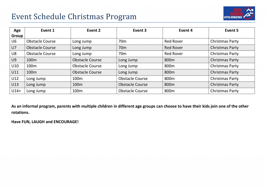 Event Schedule Christmas Program Templates At