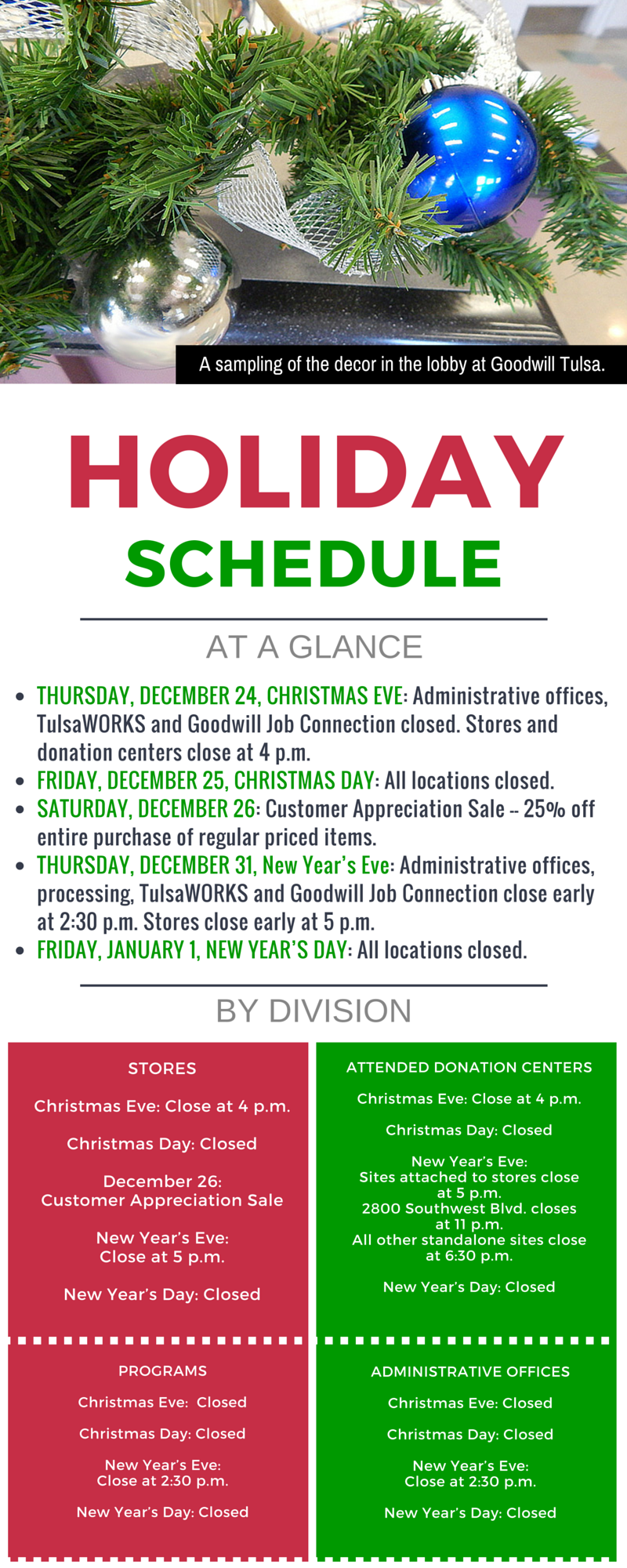 Goodwill Of Tulsa Christmas Holiday Schedule 2015 