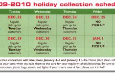 Holiday Garbage Pickup Schedule Sunset Scavenger