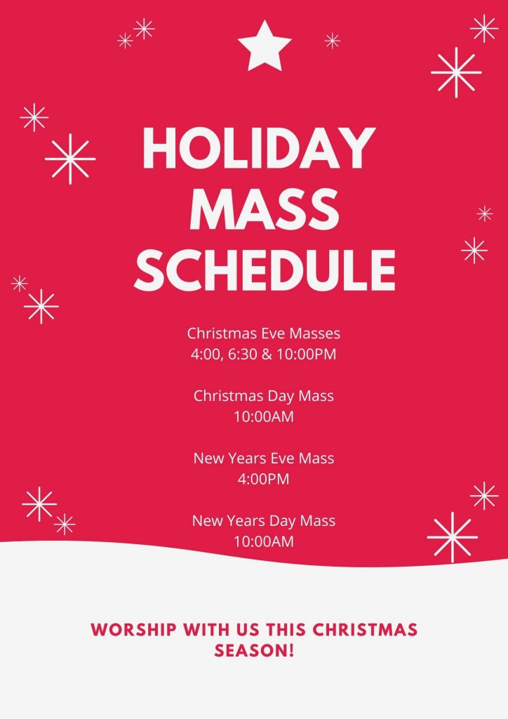 Holiday Mass Schedule St Jude