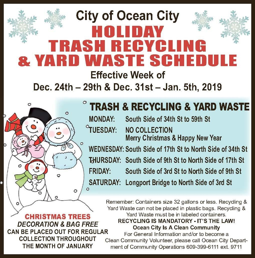 Holiday Trash And Recycling Pickup Schedule OCNJ Daily
