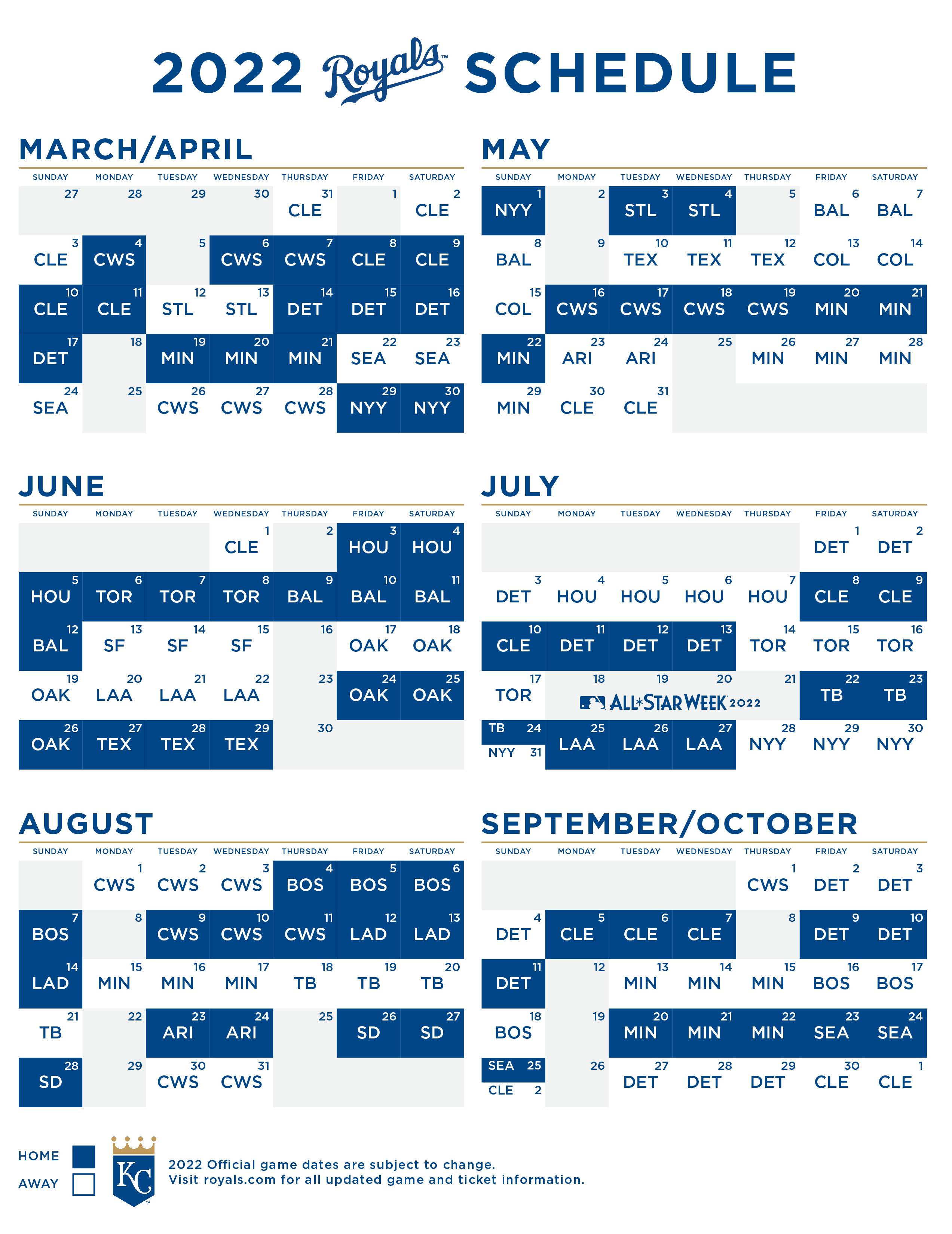 Kansas City Royals Release 2022 Regular Season Schedule